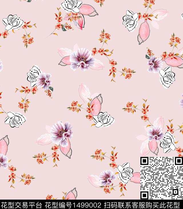 连衣裙女装花卉传统印花华亿平台下载（图片编号: 1499002） - 瓦栏（Walan）