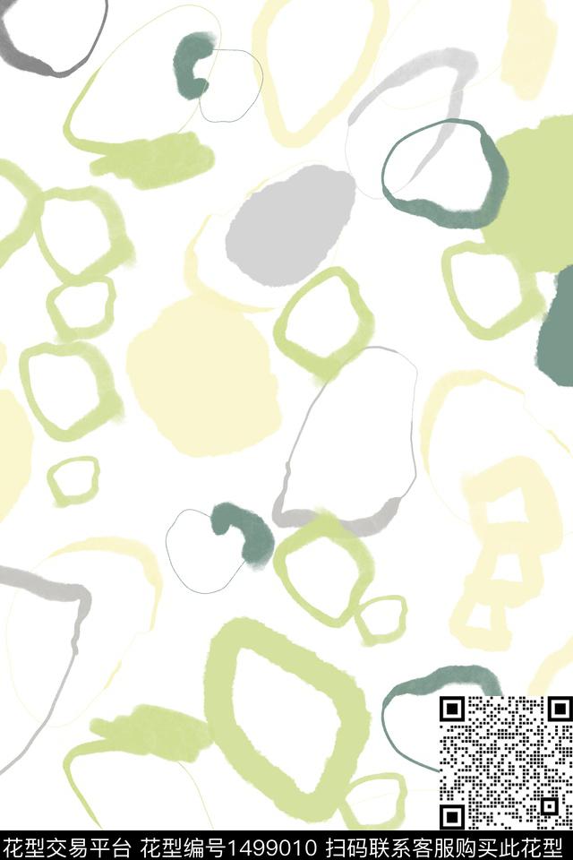 几何绿色抽象数码印花华亿平台下载（图片编号: 1499010） - 瓦栏（Walan）