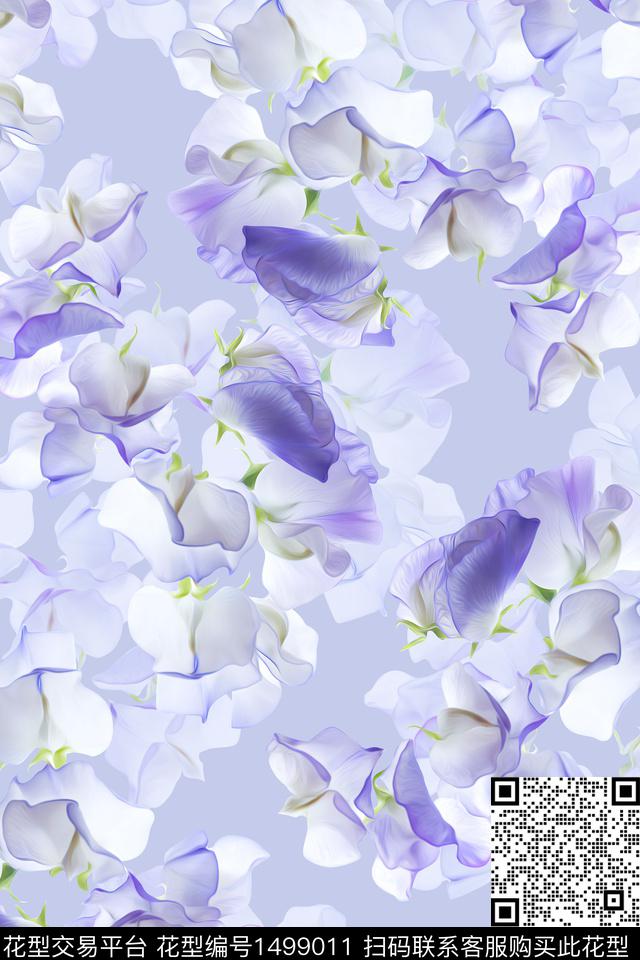 抽象花卉花卉小清新数码印花华亿平台下载（图片编号: 1499011） - 瓦栏（Walan）