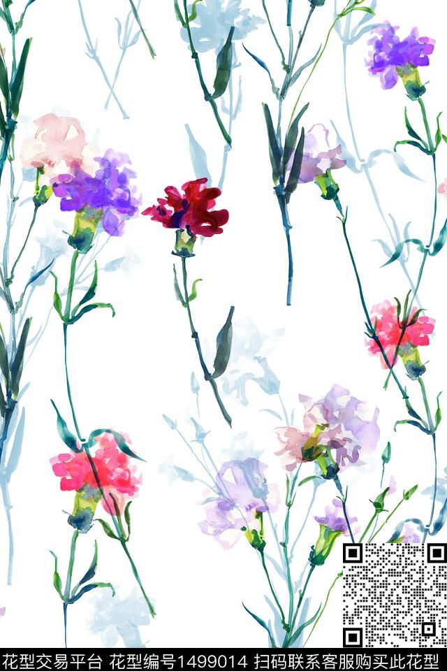 花卉大牌风小清新数码印花华亿平台下载（图片编号: 1499014） - 瓦栏（Walan）