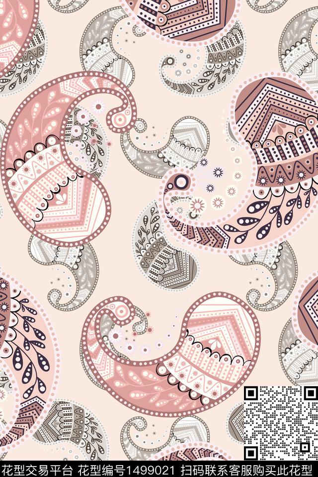 民族风佩斯利大牌风数码印花华亿平台下载（图片编号: 1499021） - 瓦栏（Walan）