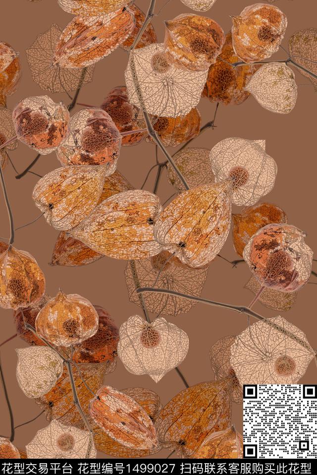 绿植树叶花卉大牌风数码印花华亿平台下载（图片编号: 1499027） - 瓦栏（Walan）
