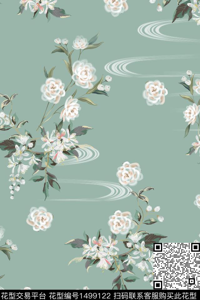 绿植树叶水彩彩底花卉数码印花华亿平台下载（图片编号: 1499122） - 瓦栏（Walan）