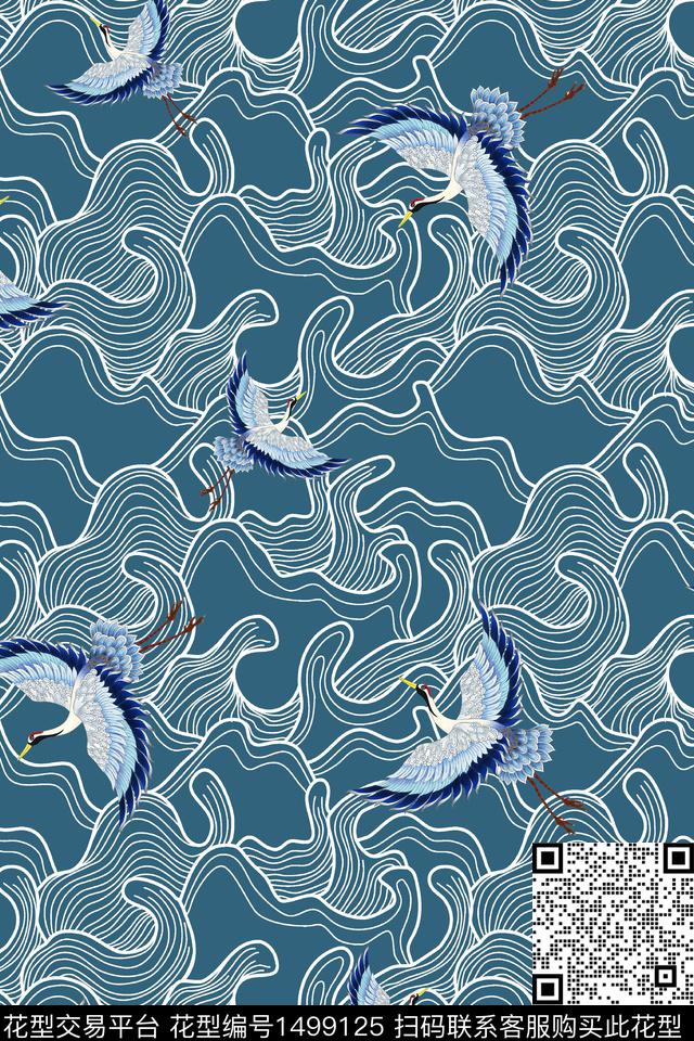 鸟雪纺年轻女性数码印花华亿平台下载（图片编号: 1499125） - 瓦栏（Walan）