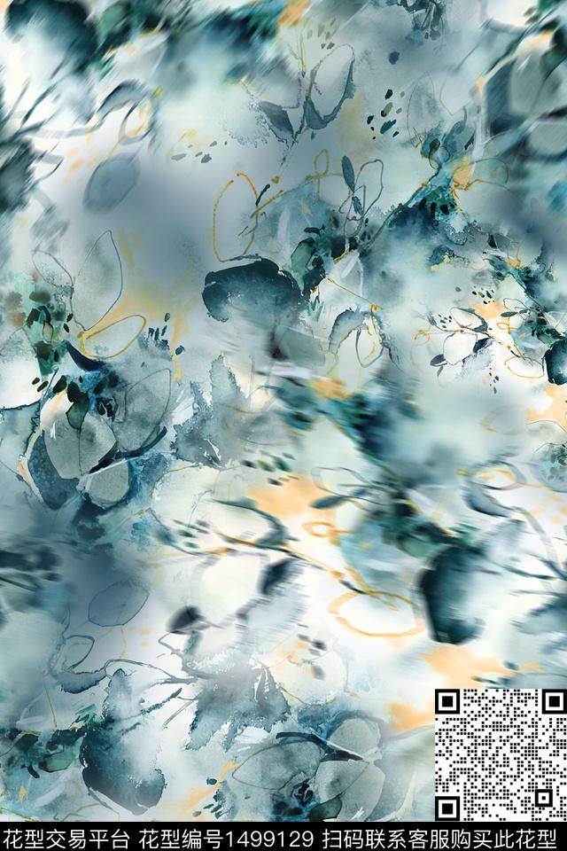 水彩肌理雪纺数码印花华亿平台下载（图片编号: 1499129） - 瓦栏（Walan）