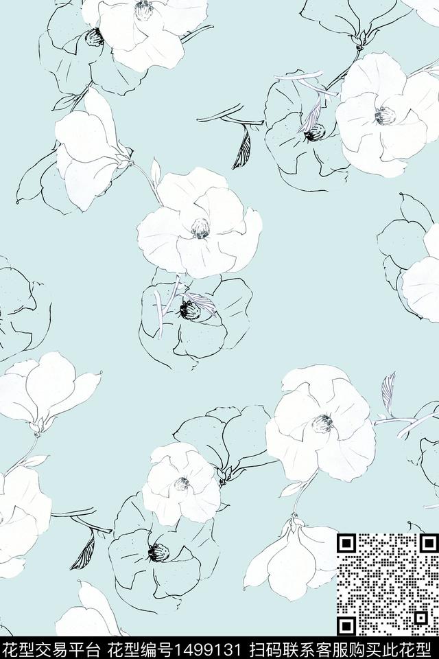 线条简约雪纺传统印花华亿平台下载（图片编号: 1499131） - 瓦栏（Walan）