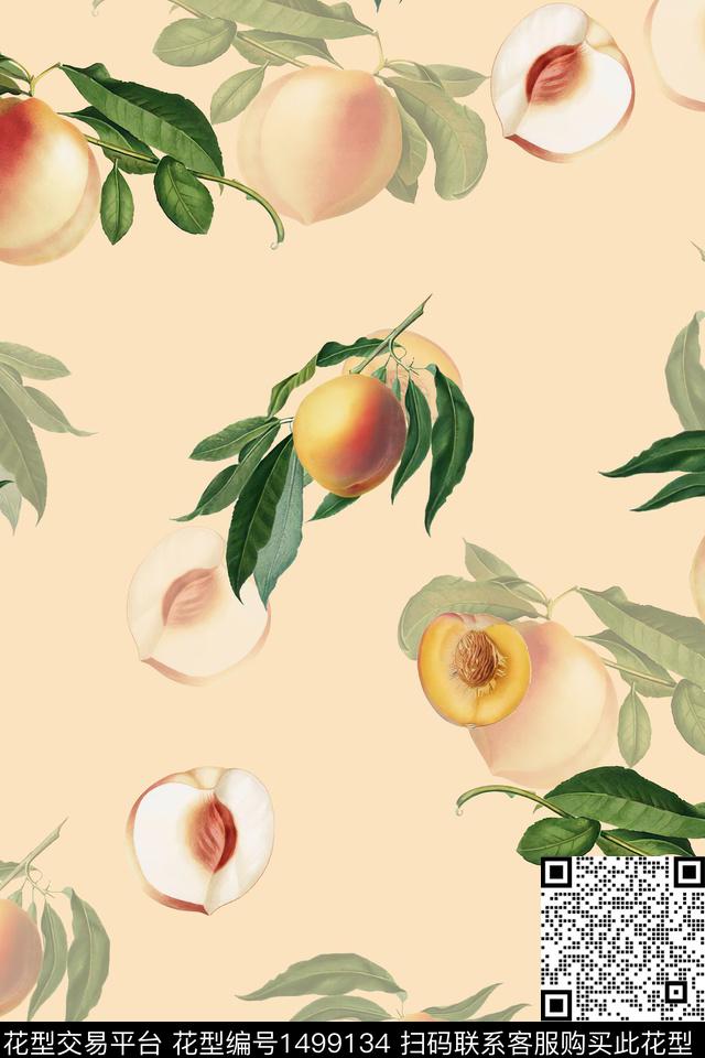 绿植树叶水彩水果数码印花华亿平台下载（图片编号: 1499134） - 瓦栏（Walan）