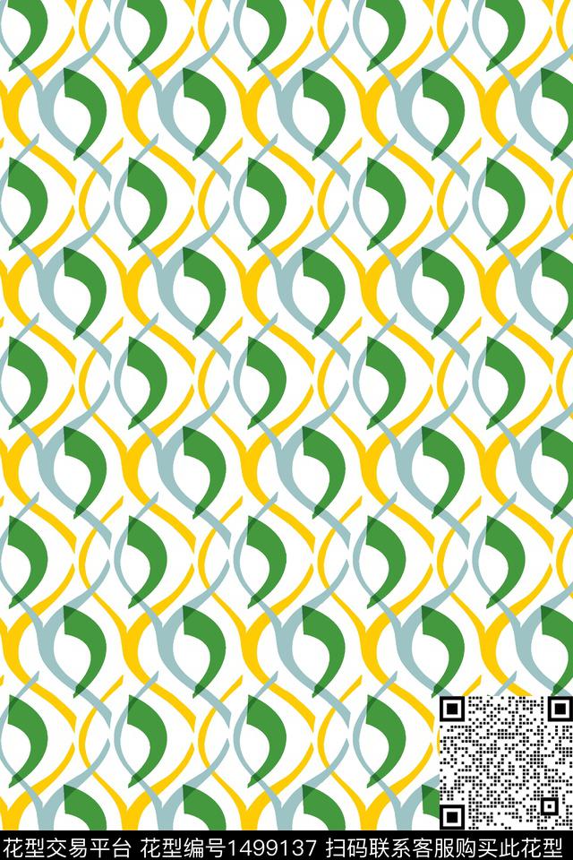 小清新趣味线条传统印花华亿平台下载（图片编号: 1499137） - 瓦栏（Walan）