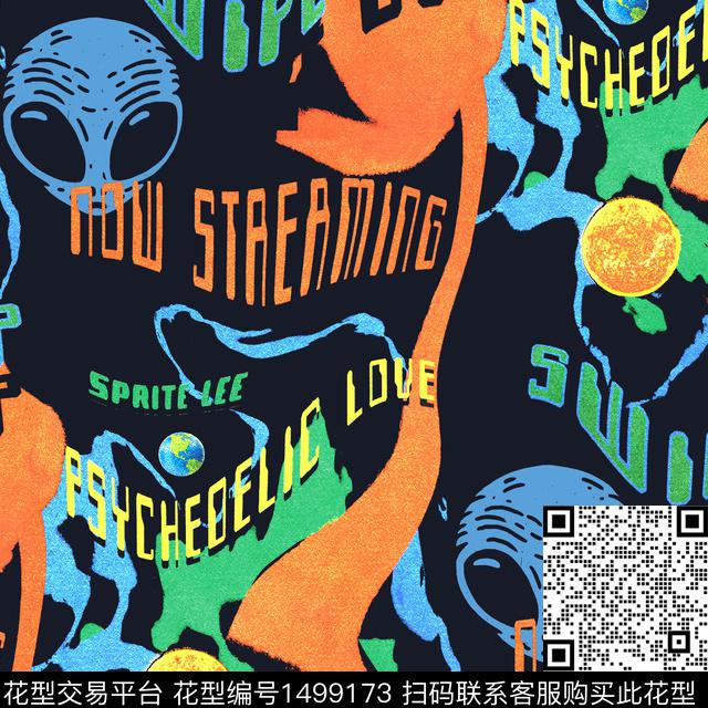 外星人趣味搞怪数码印花华亿平台下载（图片编号: 1499173） - 瓦栏（Walan）