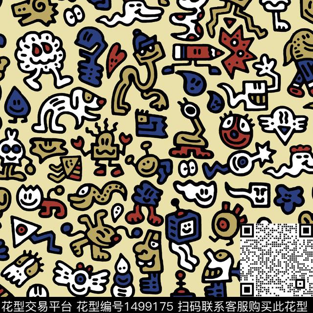 趣味搞怪传统印花华亿平台下载（图片编号: 1499175） - 瓦栏（Walan）