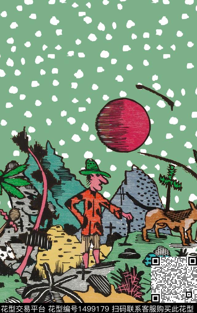 趣味动漫搞怪数码印花华亿平台下载（图片编号: 1499179） - 瓦栏（Walan）