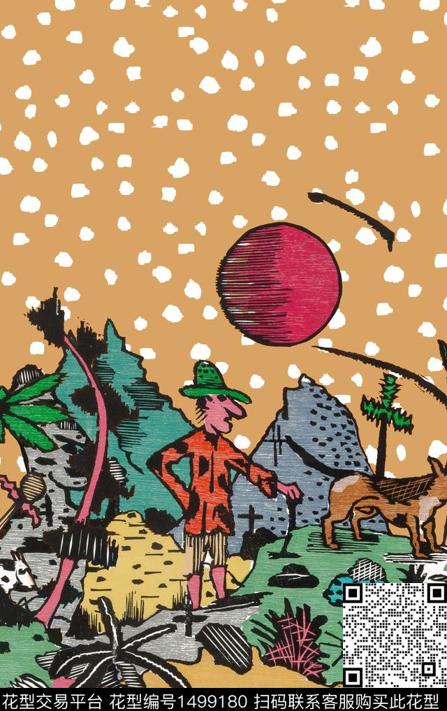 趣味动漫搞怪数码印花华亿平台下载（图片编号: 1499180） - 瓦栏（Walan）