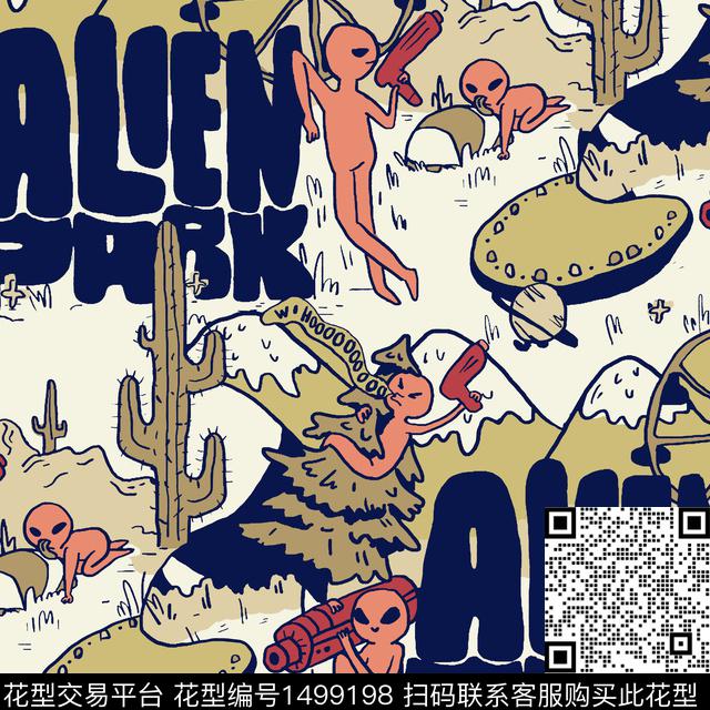 外星人趣味搞怪数码印花华亿平台下载（图片编号: 1499198） - 瓦栏（Walan）