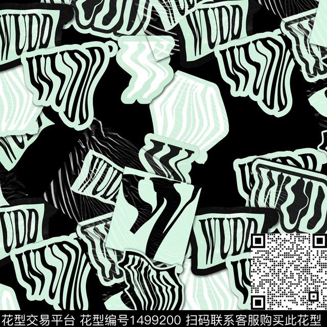 肌理字母扭曲数码印花华亿平台下载（图片编号: 1499200） - 瓦栏（Walan）