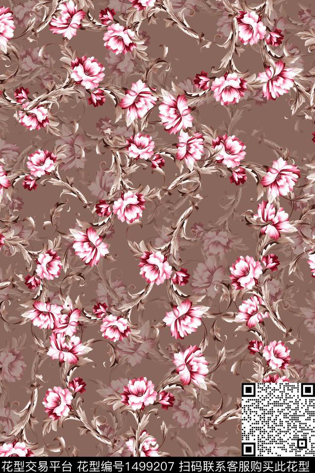 花卉中东小碎花数码印花华亿平台下载（图片编号: 1499207） - 瓦栏（Walan）