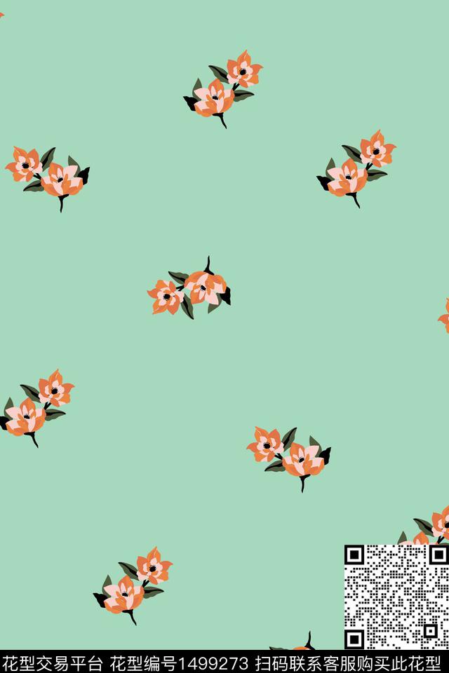 文艺花卉小清新数码印花华亿平台下载（图片编号: 1499273） - 瓦栏（Walan）