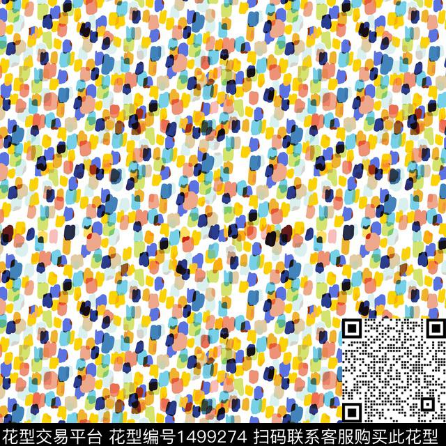 手绘彩色点几何数码印花华亿平台下载（图片编号: 1499274） - 瓦栏（Walan）