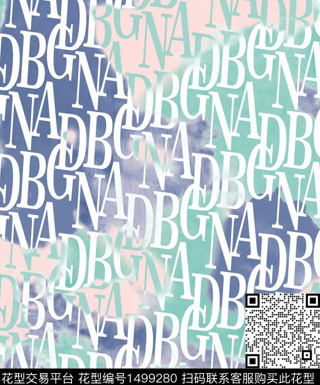 线条几何字母数码印花华亿平台下载（图片编号: 1499280） - 瓦栏（Walan）