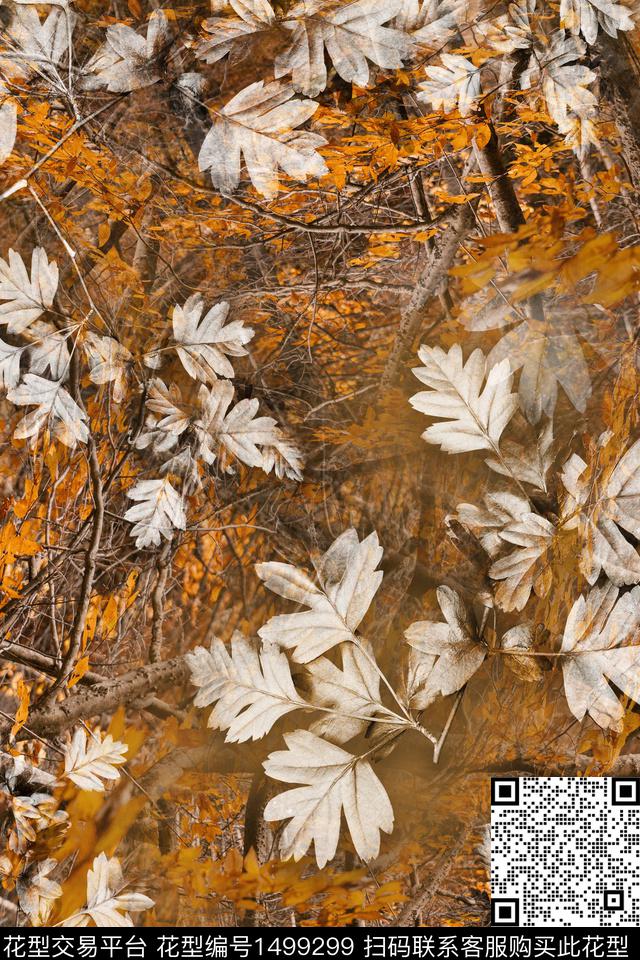 绿植树叶纹理数码印花华亿平台下载（图片编号: 1499299） - 瓦栏（Walan）