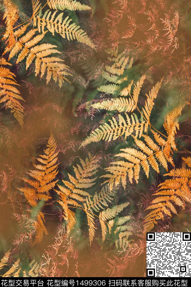 绿植树叶纹理数码印花华亿平台下载（图片编号: 1499306） - 瓦栏（Walan）
