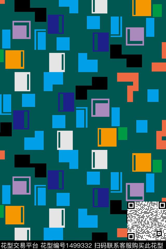 大牌风线条绿色数码印花华亿平台下载（图片编号: 1499332） - 瓦栏（Walan）