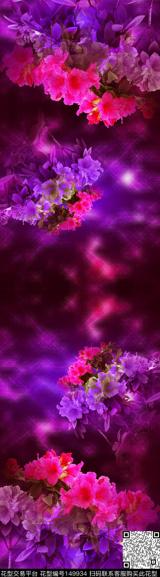 绚丽饱和色花卉数码印花华亿平台下载（图片编号: 149934） - 瓦栏（Walan）
