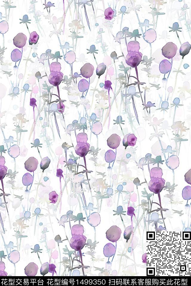 花卉小清新真丝数码印花华亿平台下载（图片编号: 1499350） - 瓦栏（Walan）