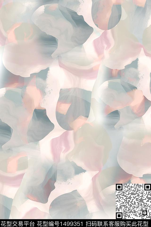 抽象小清新真丝数码印花华亿平台下载（图片编号: 1499351） - 瓦栏（Walan）