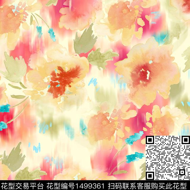 绿植树叶水彩肌理数码印花华亿平台下载（图片编号: 1499361） - 瓦栏（Walan）