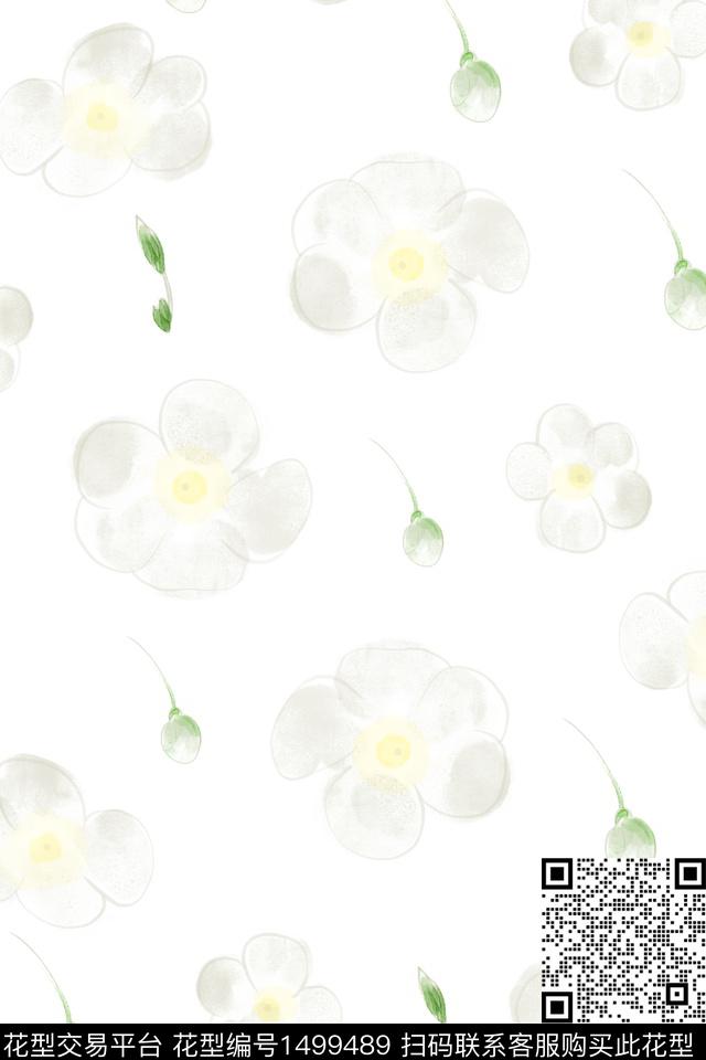 连衣裙彩底花卉女装数码印花华亿平台下载（图片编号: 1499489） - 瓦栏（Walan）