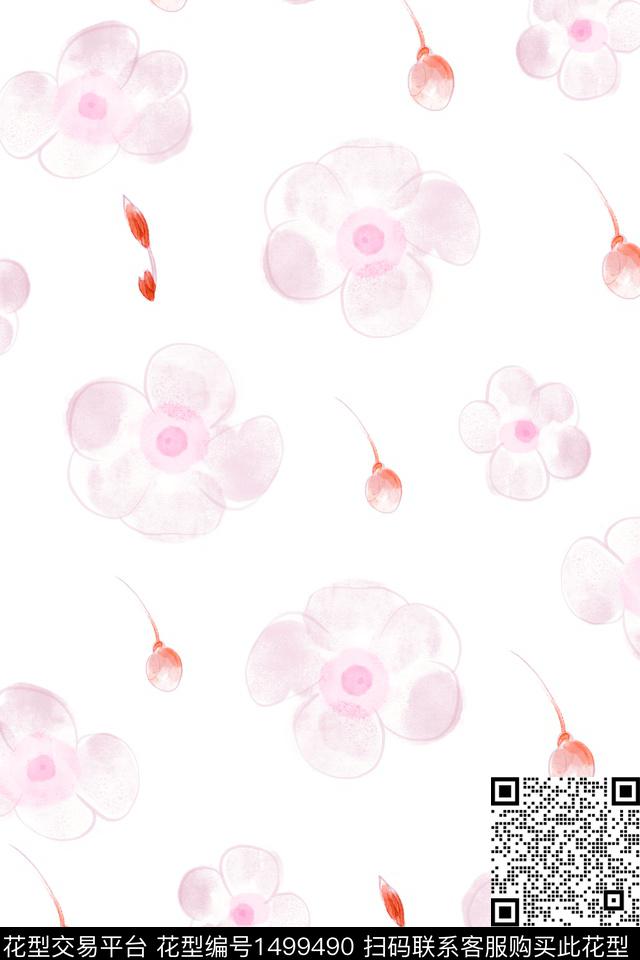 连衣裙彩底花卉女装数码印花华亿平台下载（图片编号: 1499490） - 瓦栏（Walan）