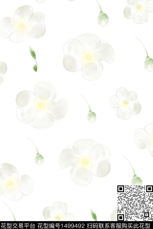 连衣裙彩底花卉女装数码印花华亿平台下载（图片编号: 1499492） - 瓦栏（Walan）