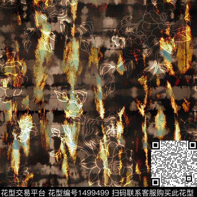 扎染华亿平台花卉抽象传统印花华亿平台下载（图片编号: 1499499） - 瓦栏（Walan）