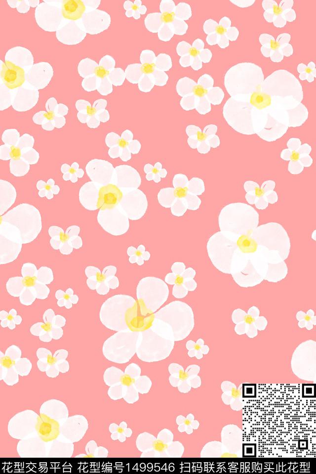 连衣裙彩底花卉女装数码印花华亿平台下载（图片编号: 1499546） - 瓦栏（Walan）