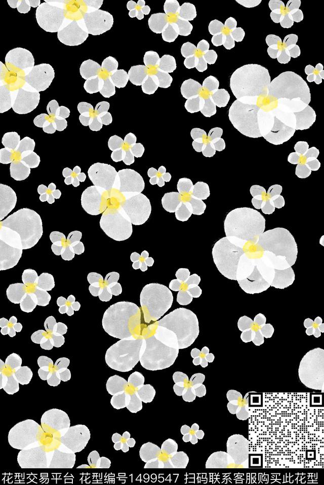 连衣裙彩底花卉女装数码印花华亿平台下载（图片编号: 1499547） - 瓦栏（Walan）