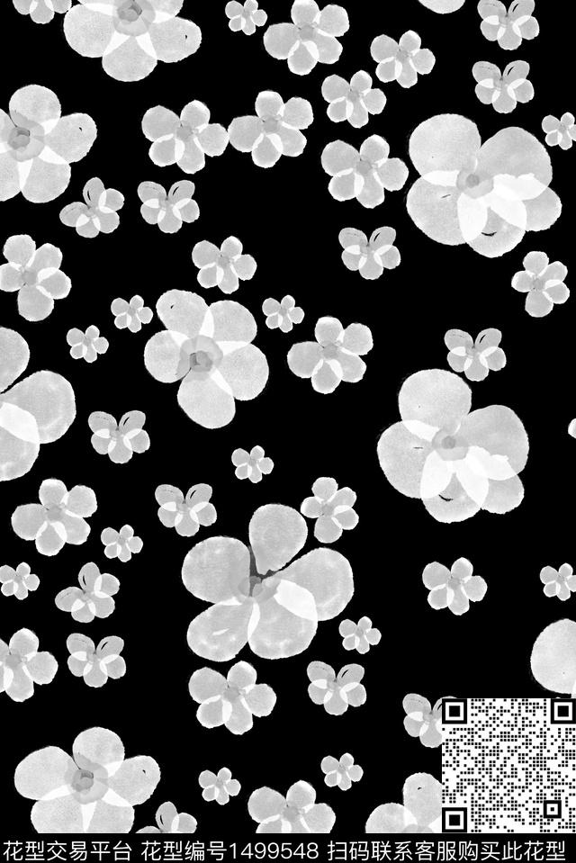 连衣裙彩底花卉女装数码印花华亿平台下载（图片编号: 1499548） - 瓦栏（Walan）