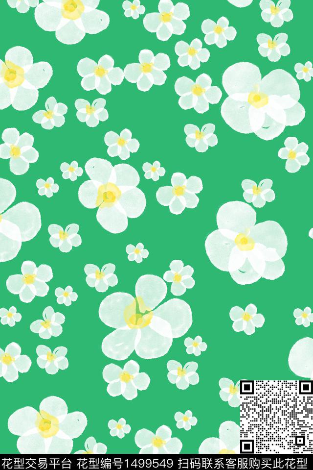 连衣裙彩底花卉女装数码印花华亿平台下载（图片编号: 1499549） - 瓦栏（Walan）