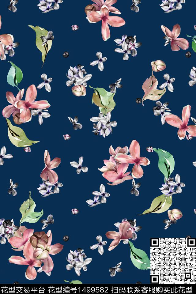 花卉大牌风小清新数码印花华亿平台下载（图片编号: 1499582） - 瓦栏（Walan）