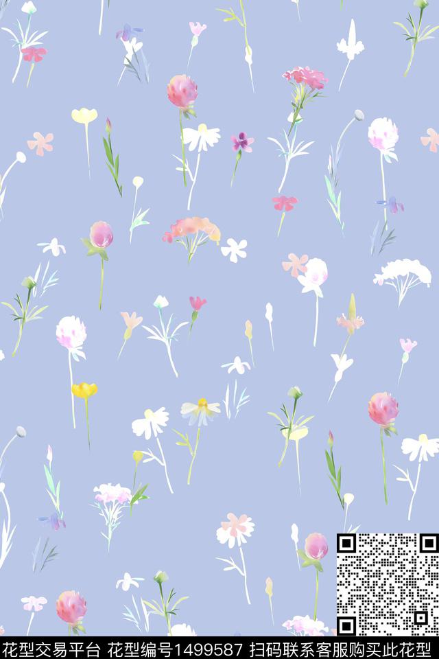 花卉大牌风抽象数码印花华亿平台下载（图片编号: 1499587） - 瓦栏（Walan）