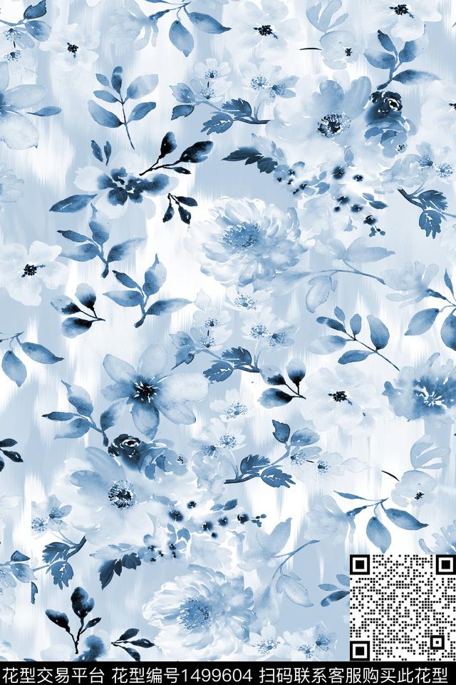 花卉小清新真丝数码印花华亿平台下载（图片编号: 1499604） - 瓦栏（Walan）