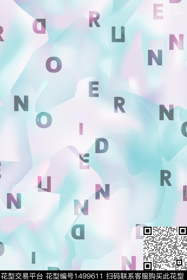 字母男装抽象数码印花华亿平台下载（图片编号: 1499611） - 瓦栏（Walan）