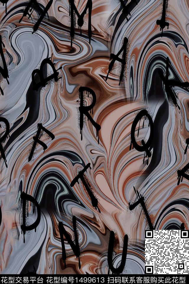 字母男装抽象数码印花华亿平台下载（图片编号: 1499613） - 瓦栏（Walan）