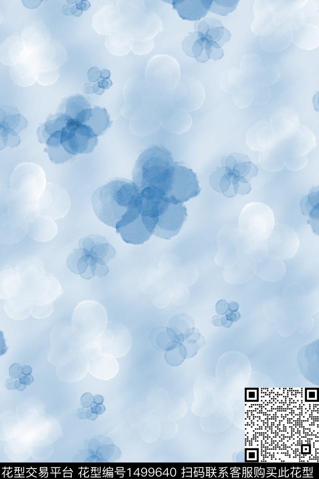 连衣裙彩底花卉女装数码印花华亿平台下载（图片编号: 1499640） - 瓦栏（Walan）