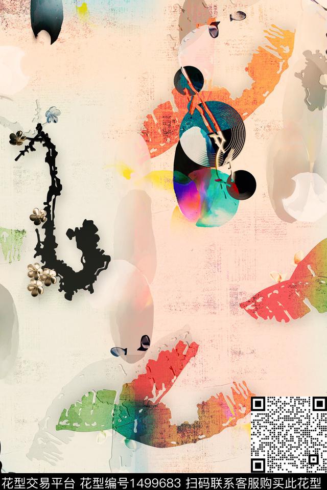 抽象清爽中老年数码印花华亿平台下载（图片编号: 1499683） - 瓦栏（Walan）