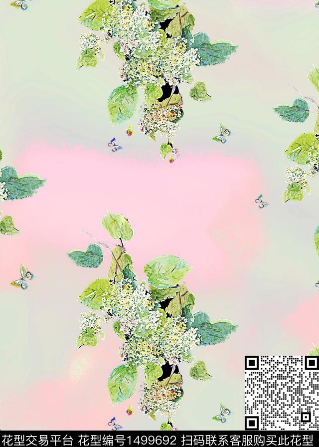 渐变花卉抽象数码印花华亿平台下载（图片编号: 1499692） - 瓦栏（Walan）