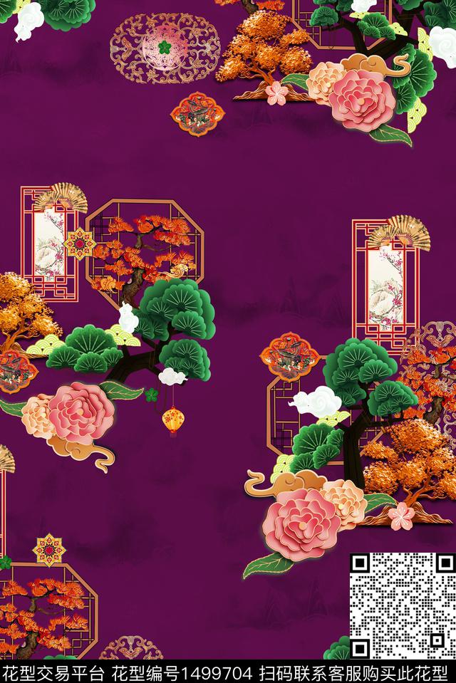 几何香云纱抽象数码印花华亿平台下载（图片编号: 1499704） - 瓦栏（Walan）