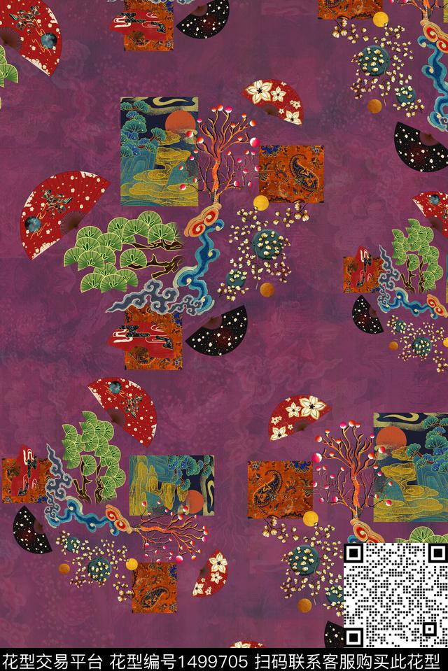 几何香云纱抽象数码印花华亿平台下载（图片编号: 1499705） - 瓦栏（Walan）