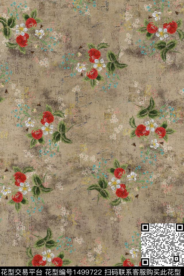 复古抽象小碎花数码印花华亿平台下载（图片编号: 1499722） - 瓦栏（Walan）