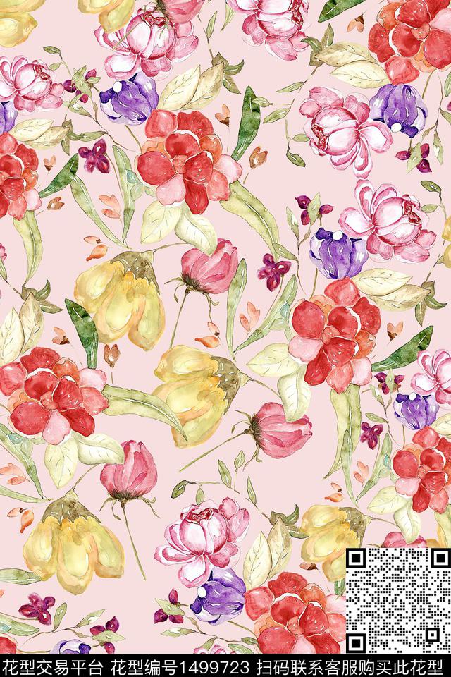 花卉真丝小碎花数码印花华亿平台下载（图片编号: 1499723） - 瓦栏（Walan）