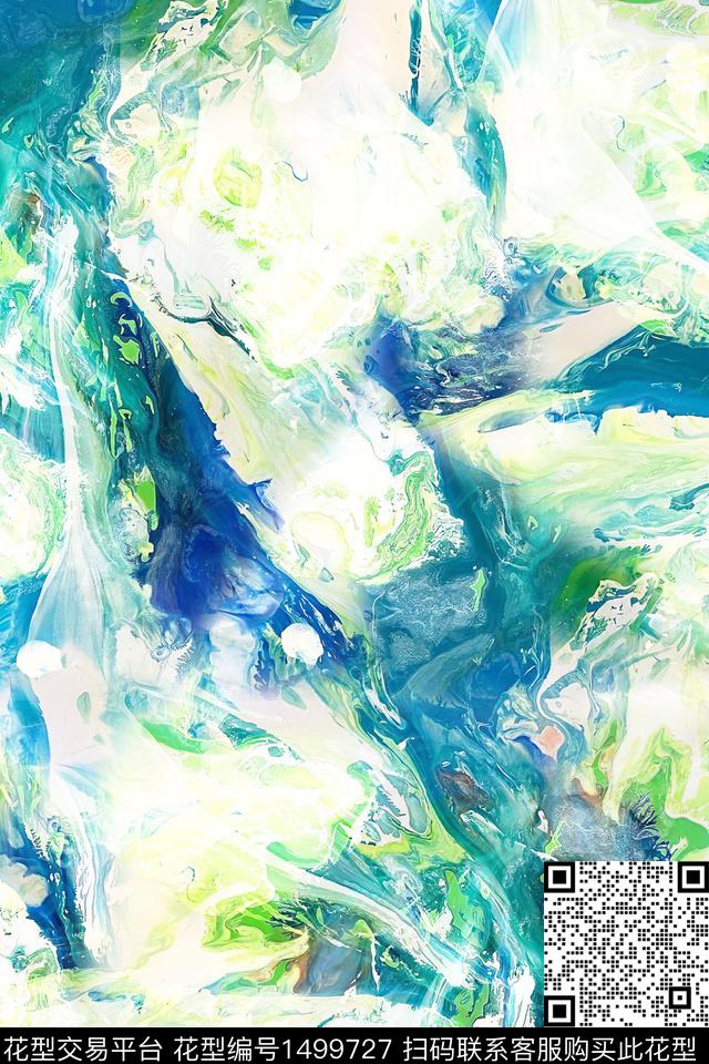 抽象小清新真丝数码印花华亿平台下载（图片编号: 1499727） - 瓦栏（Walan）
